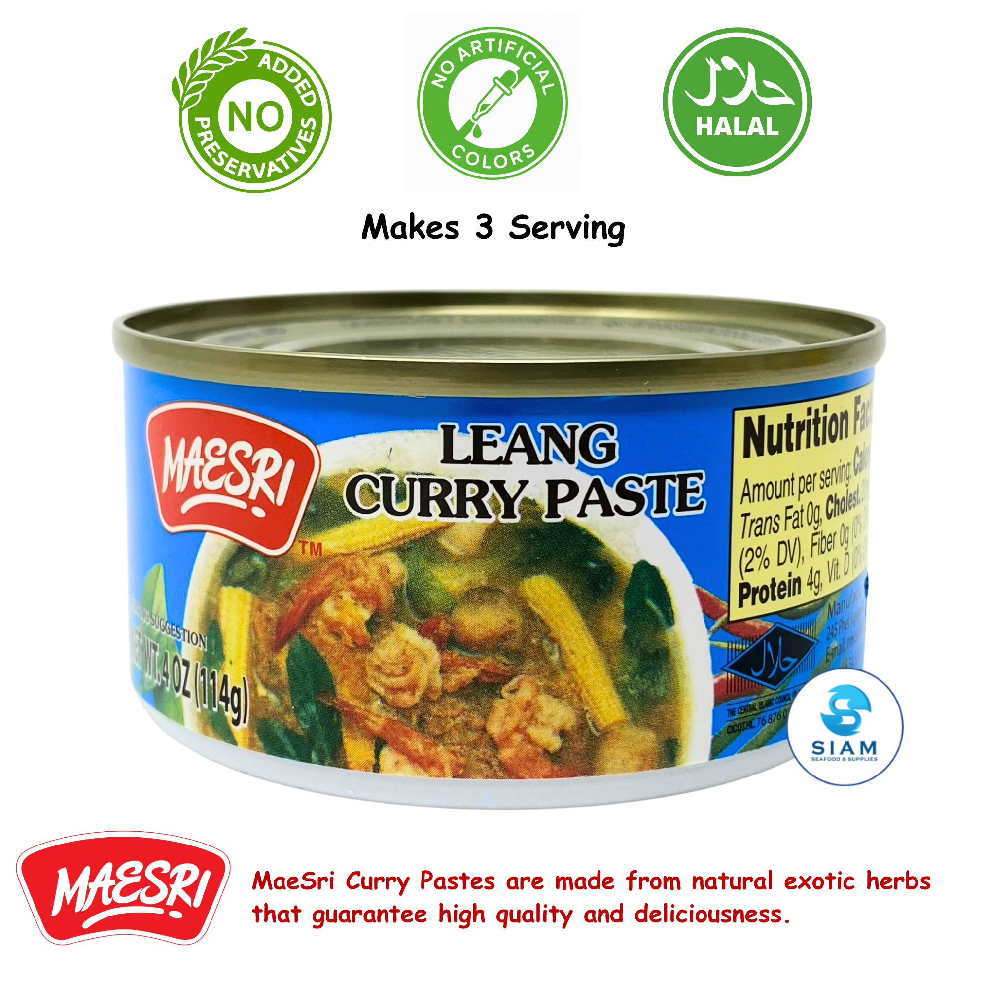 MaeSri Leang Curry Paste (4 oz) น้ำพริกแกงเลียง แม่ศรี