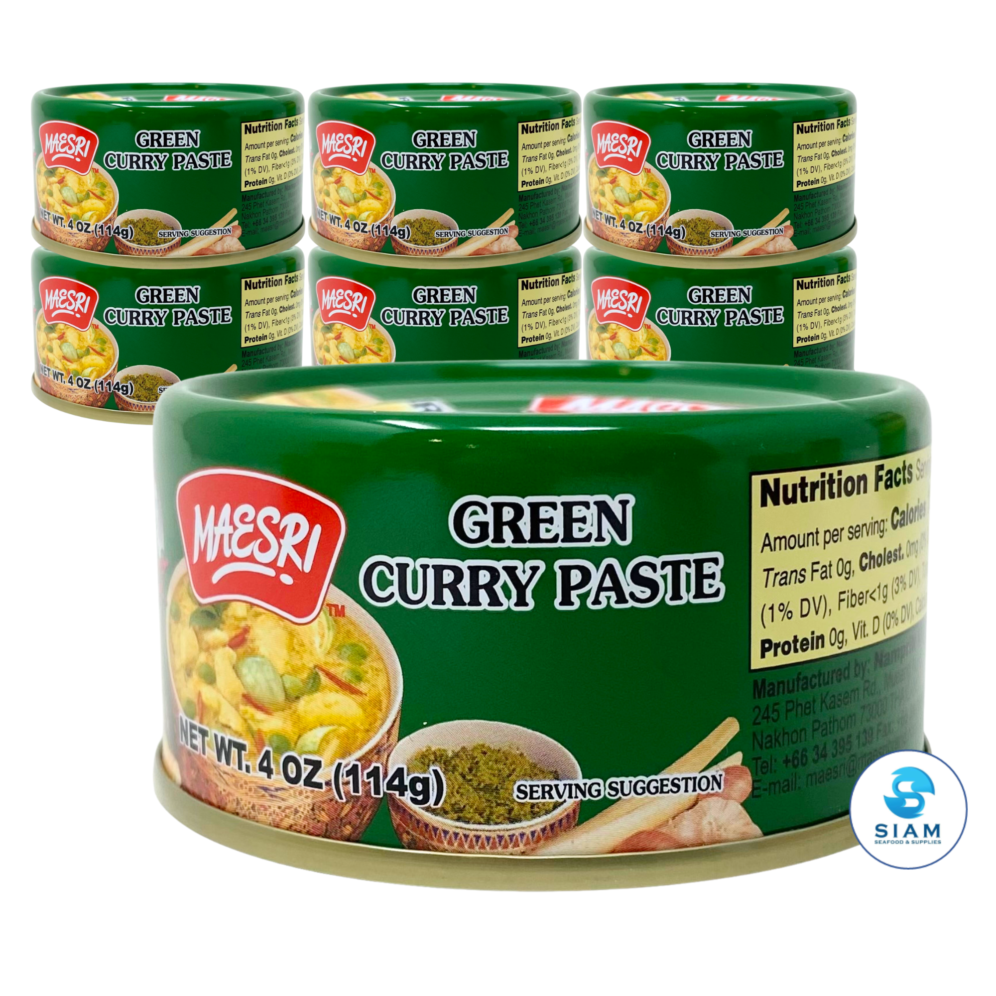 MaeSri Green Curry Paste, Vegan & Gluten-Free (4 oz) น้ำพริกแกงเขียวหวาน แม่ศรี
