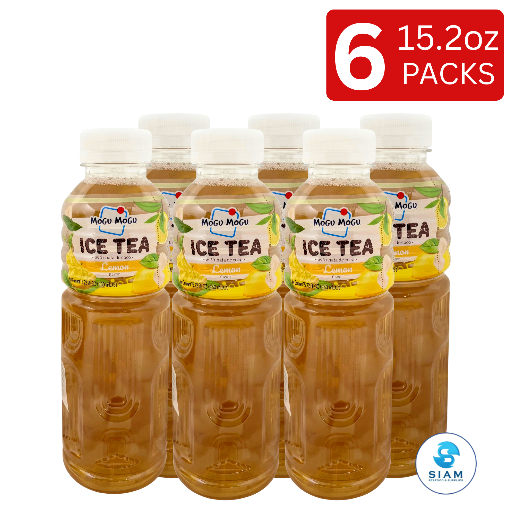 Mogu Mogu Lemon Flavored Ice Tea with Nata de Coco 450 mL (15.22 oz) โมกุ โมกุ ชามะนาวผสมวุ้นมะพร้าว