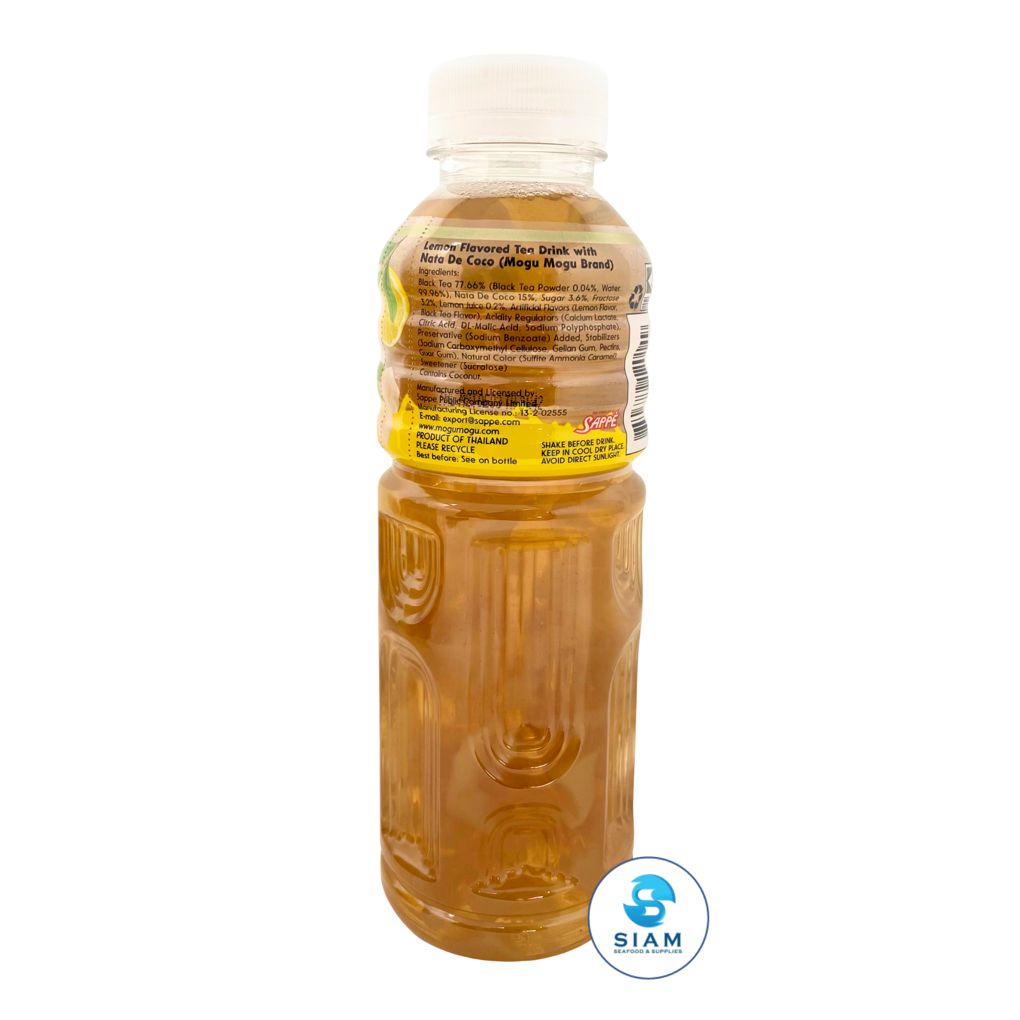 Mogu Mogu Lemon Flavored Ice Tea with Nata de Coco 450 mL (15.22 oz) โมกุ โมกุ ชามะนาวผสมวุ้นมะพร้าว