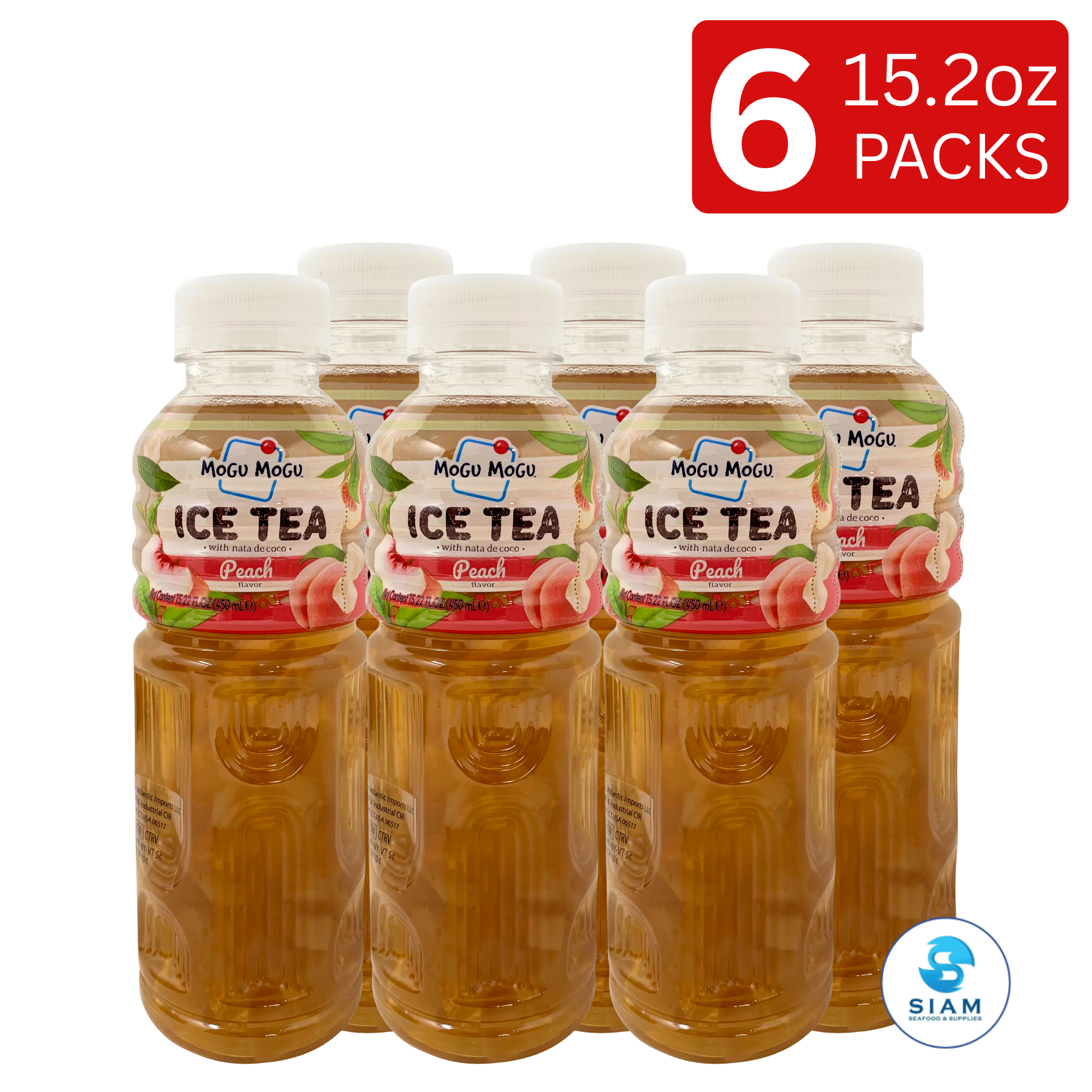 Mogu Mogu Peach Flavored Ice Tea with Nata de Coco 450 mL (15.22 oz) โมกุ โมกุ ชาพีชผสมวุ้นมะพร้าว