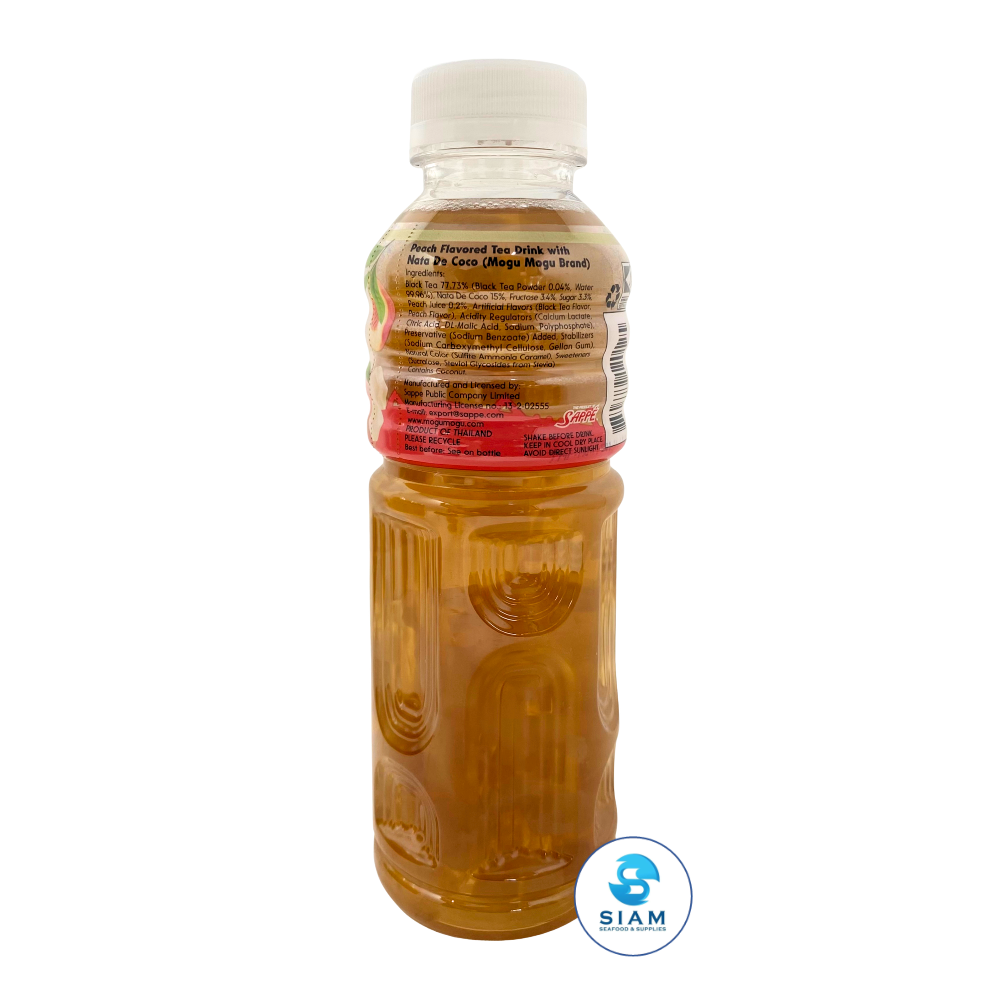 Mogu Mogu Peach Flavored Ice Tea with Nata de Coco 450 mL (15.22 oz) โมกุ โมกุ ชาพีชผสมวุ้นมะพร้าว