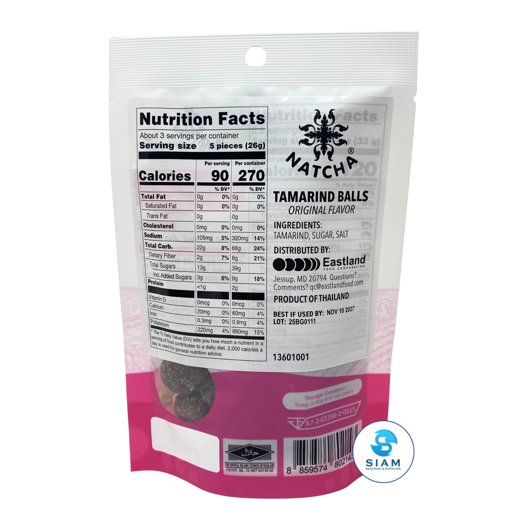 Natcha Thai Tamarind Balls, Original Flavor (2.82 oz) มะขามเคี้ยวหนึบนัชชา รสออริจินัล