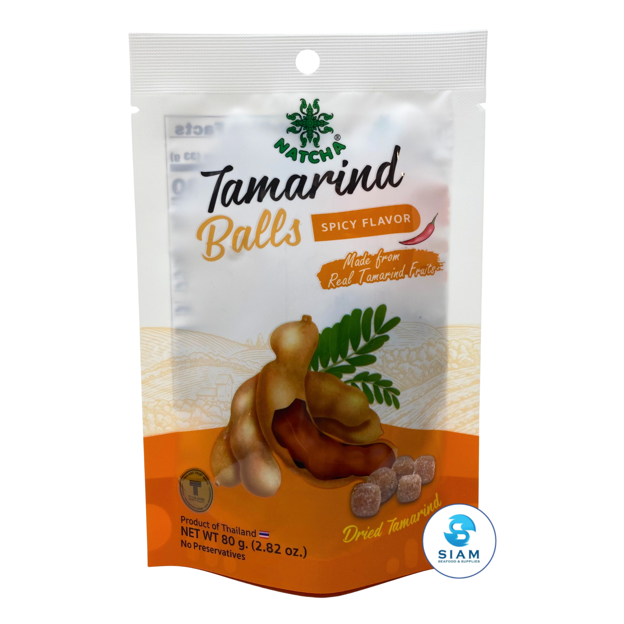 Natcha Thai Tamarind Balls, Spicy Flavor (2.82 oz) มะขามเคี้ยวหนึบนัชชา รสเผ็ด