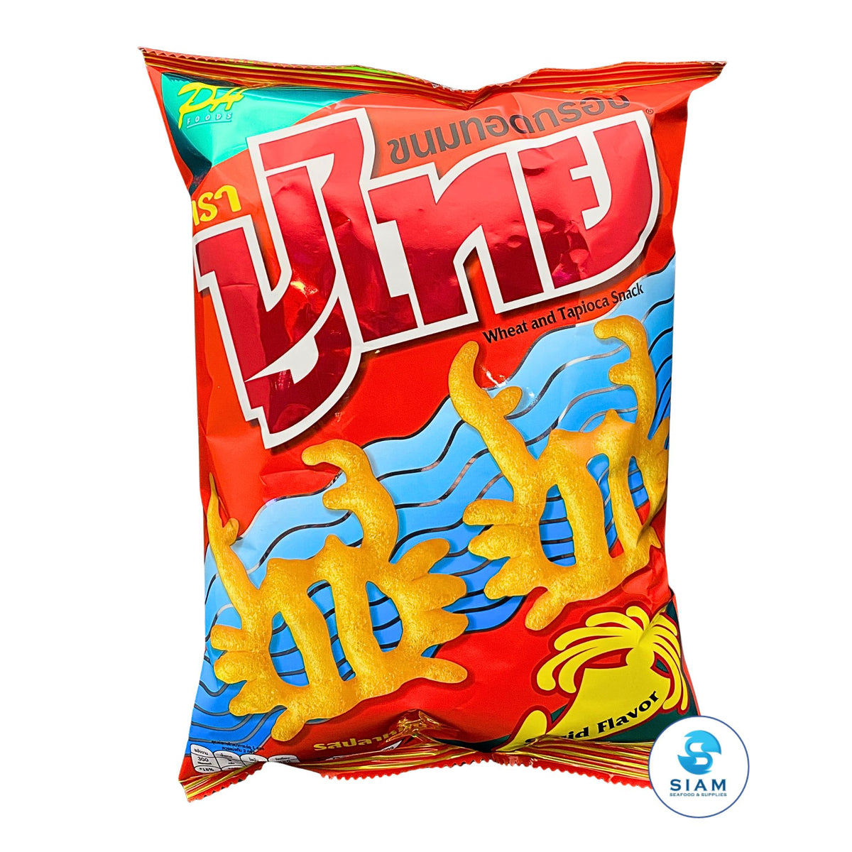 Pu Thai Wheat & Tapioca Thai Snack, Squid Flavor (1.94 oz) ขนมทอดกรอบ รสปลาหมึก ตราปูไทย