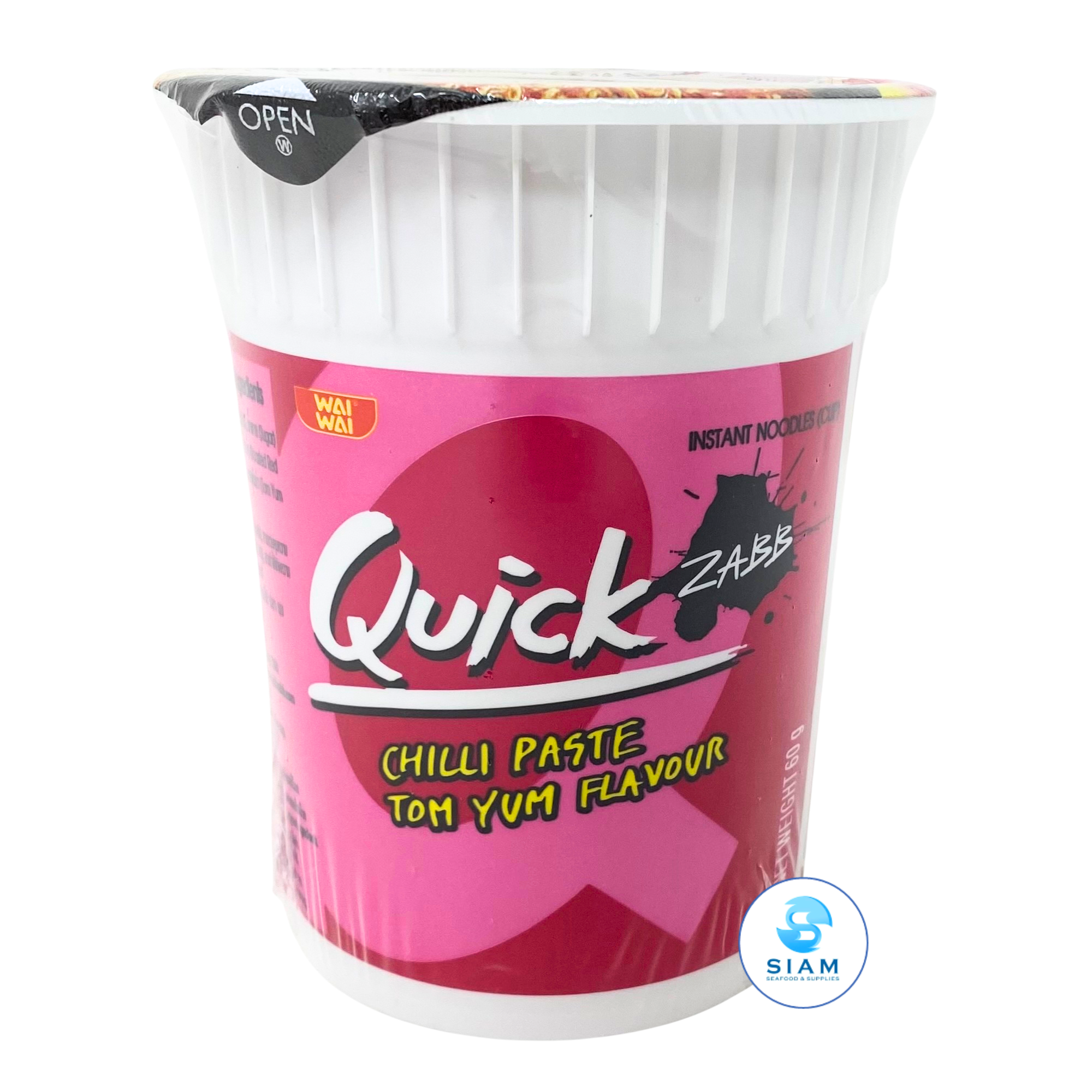 (3-Pack) Wai Wai Quick Cup Instant Noodles, Chili Paste Tom Yum Flavor (2.1 oz) ไวไว ควิก รสต้มยำพริกเผา แบบถ้วย