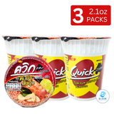 (3-Pack) Wai Wai Quick Cup Instant Noodles, Tom Yum Mun Goong Flavor (2.1 oz) ไวไว ควิก รสต้มยำมันกุ้ง แบบถ้วย