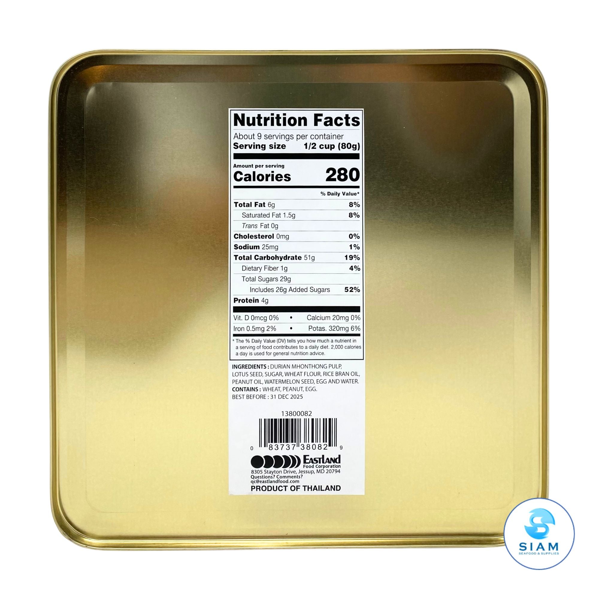 S&P Moon Cake, Durian Monthong (Box of 4 Pcs-Net Wt 24 oz) ขนมไหว้พระจันทร์เอสแอนด์พี ไส้ทุเรียนหมอนทอง