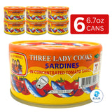 Three Lady Cooks Sardines in Concentrated Tomato Sauce (6.7 oz) ปลาซาร์ดีนในซอสมะเขือเทศเข้มข้น ตราสามแม่ครัว