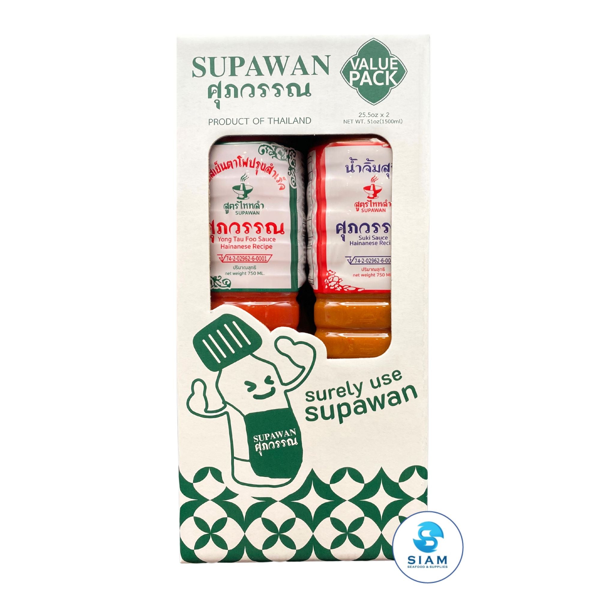 (Pack-2 Combo) Supawan Sukiyaki & Yentafo Sauces, Hainanese Recipe (26.5 oz) น้ำจิ้มสุกี้ และซอสเย็นตาโฟปรุงสำเร็จ สูตรไหหลำ ศุภวรรณ