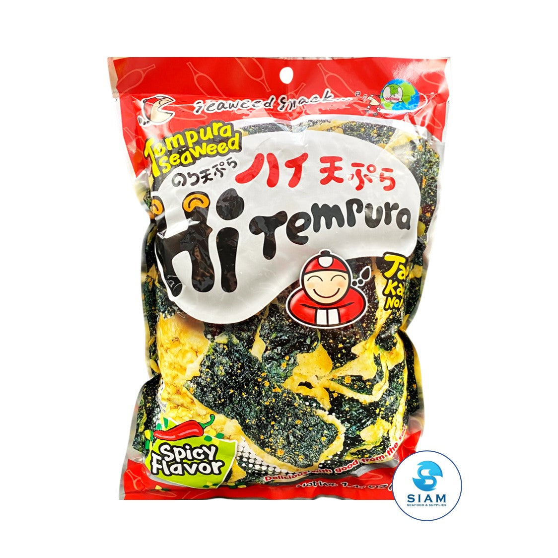 Tao Kae Noi Tempura Seaweed, Spicy Flavor (1.41 oz-Vol Wt 6.6 oz) สาหร่ายทอดเทมปุระ เถ้าแก่น้อย รสเผ็ด