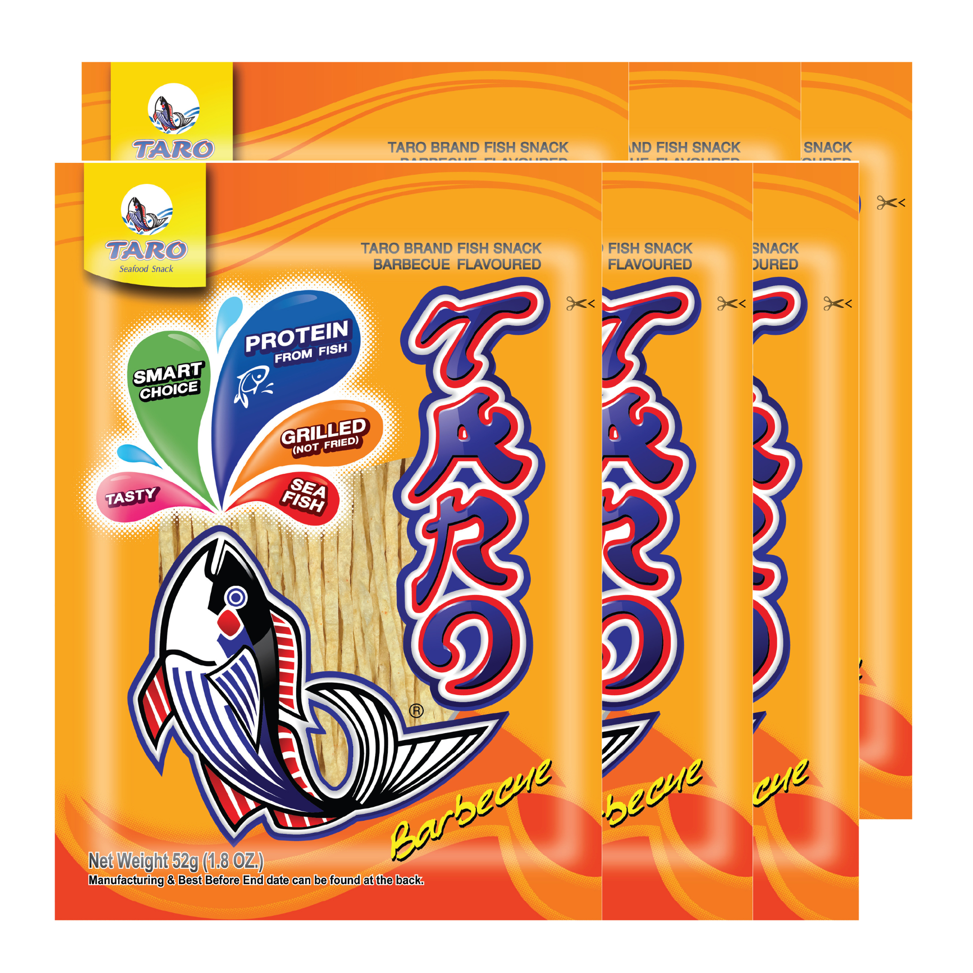 TARO BRAND Thai Fish Snack 52g, Barbecue Flavor (1.8 oz) ปลาสวรรค์ ตราทาโร รสบาร์บีคิว (52g)