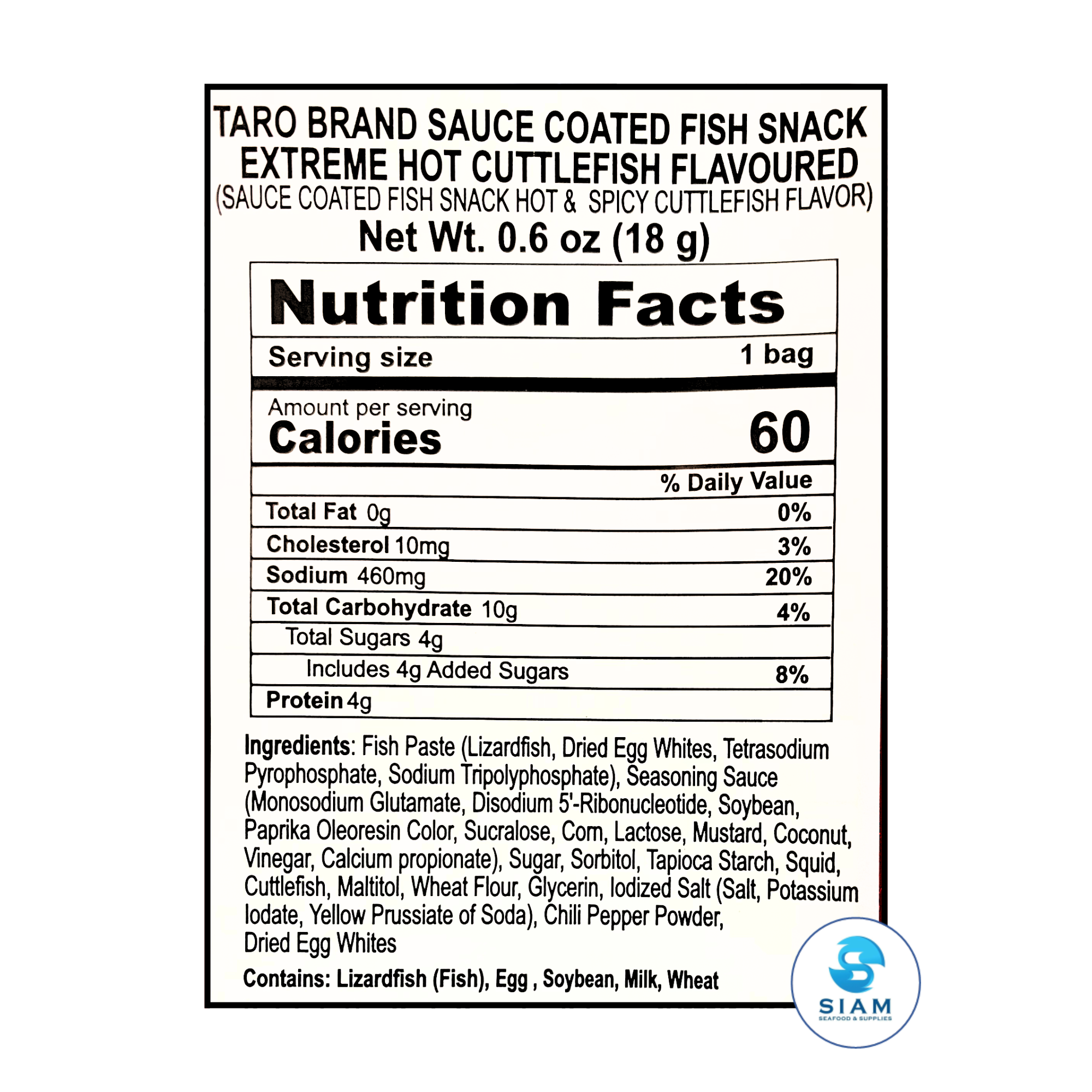 TARO BRAND Spicy Sauce Coated Thai Fish Snack 18g, Extreme Hot Cuttlefish Flavor (0.6 oz) ปลาสวรรค์ ตราทาโร ชุบน้ำจิ้ม รสปลาหมึกเผ็ดมาก (18g)