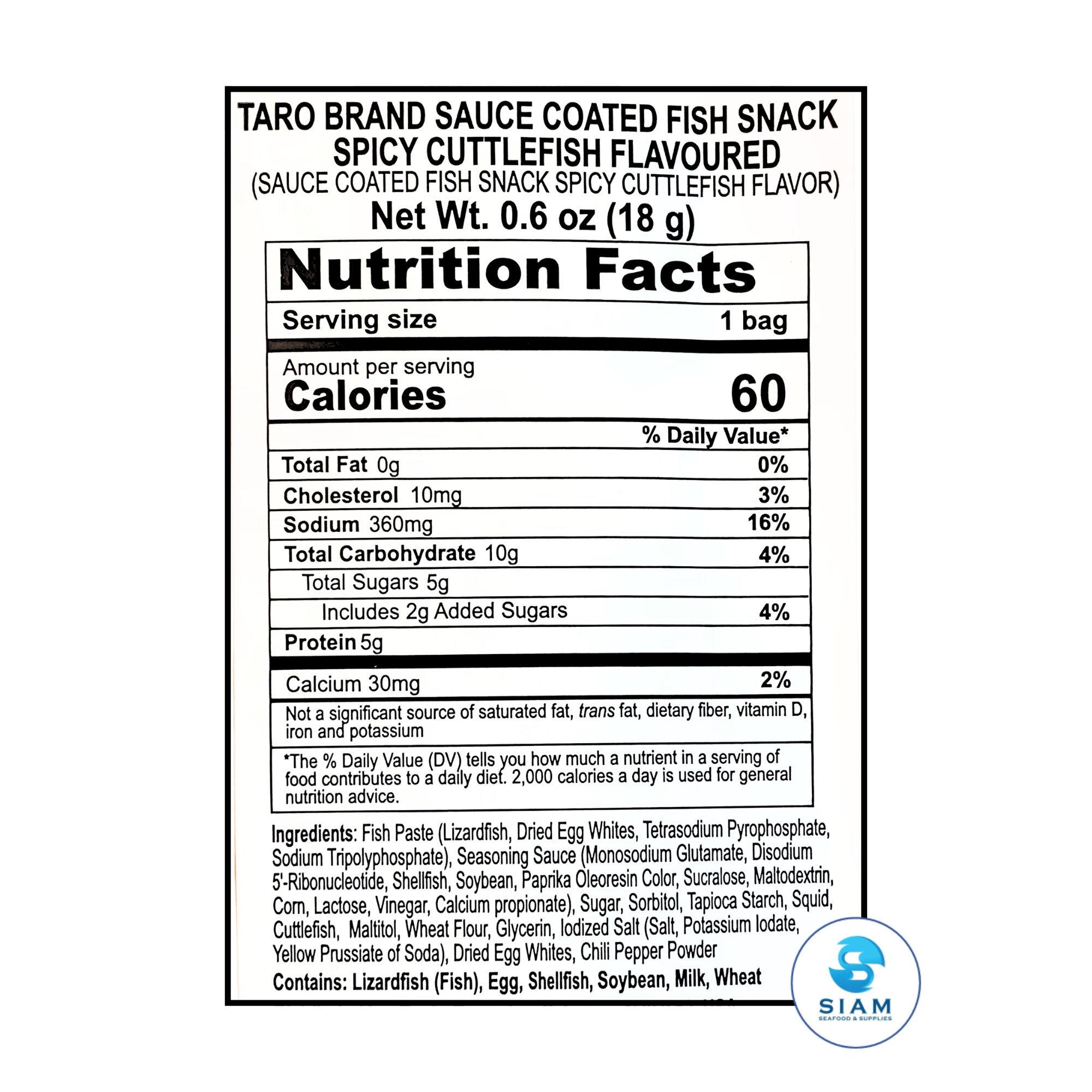 TARO BRAND Spicy Sauce Coated Thai Fish Snack 18g, Spicy Cuttlefish Flavor (0.6 oz) ปลาสวรรค์ ตราทาโร ชุบน้ำจิ้ม รสปลาหมึกเผ็ดน้อย (18g)