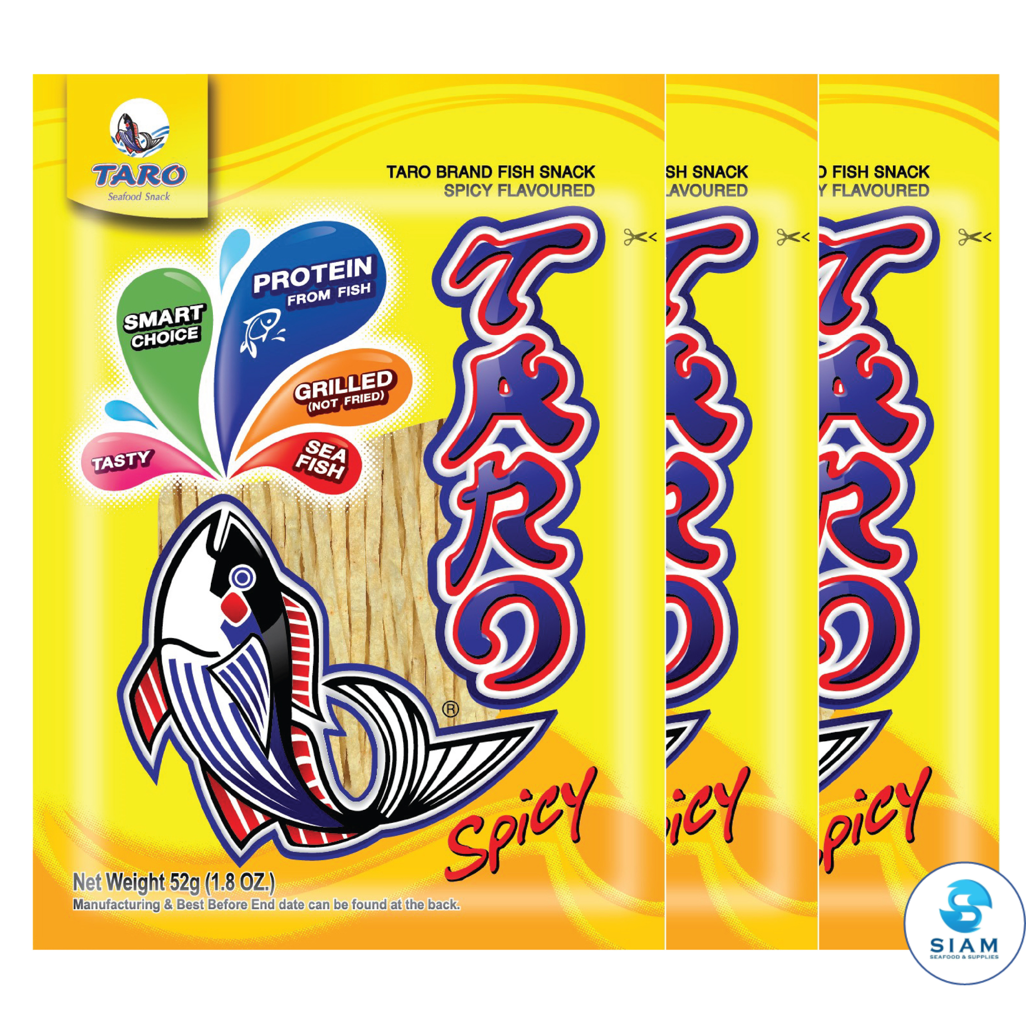 (3-Pack) TARO BRAND Thai Fish Snack 52g (1.8 oz) ปลาสวรรค์ ตราทาโร