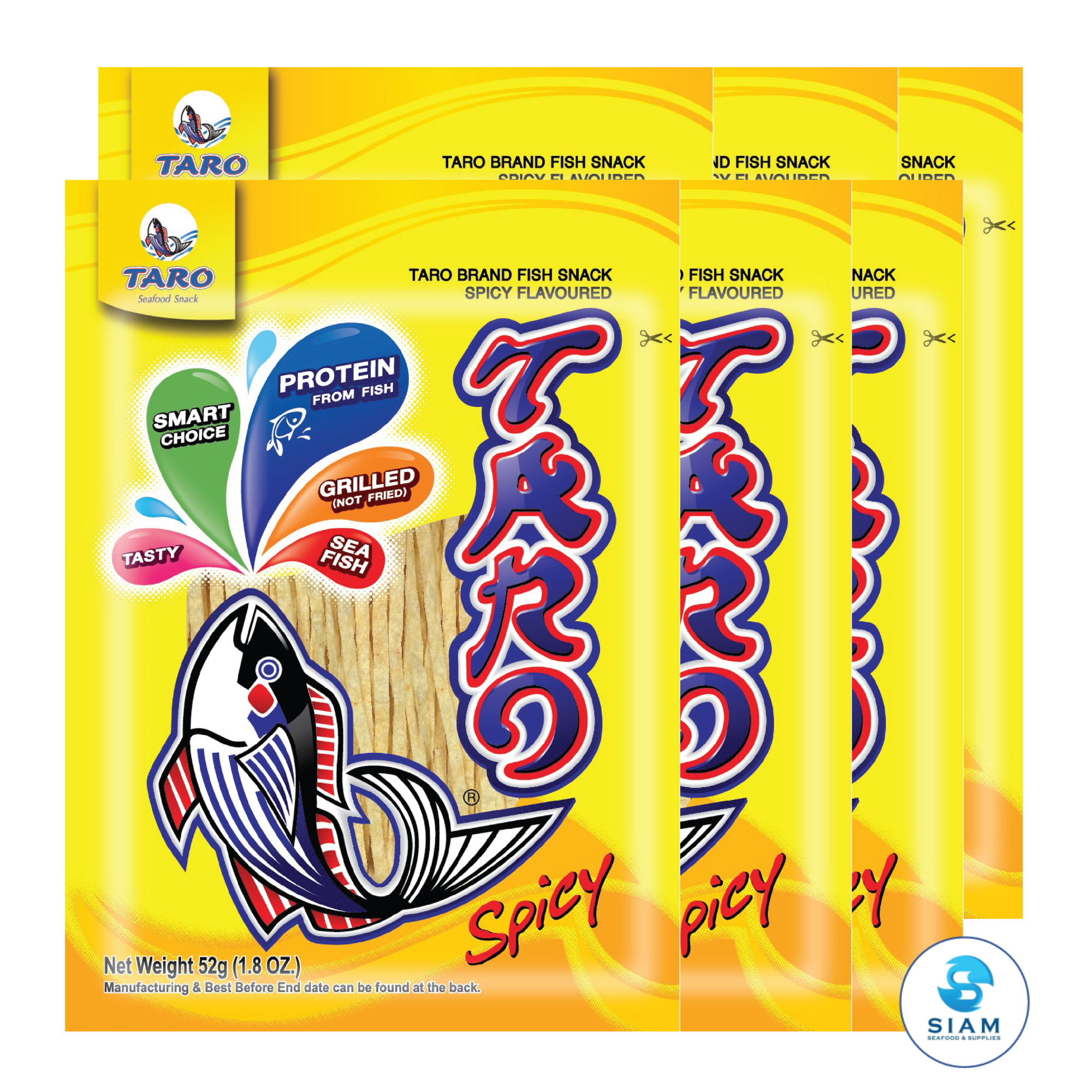 Taro Thai Fish Snack 52g, Spicy Flavor (1.8 oz) ปลาสวรรค์ ตราทาโร รสเข้มข้น (52g)