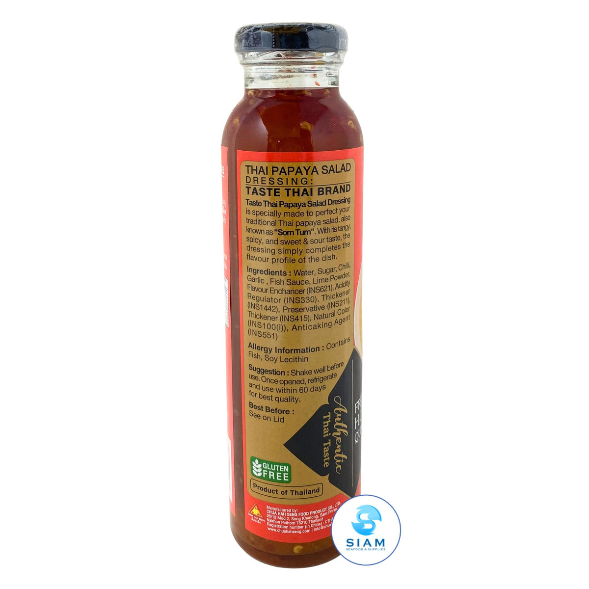 Taste Thai Papaya salad dressing (Som Tum), Mild (13.1 oz) น้ำปรุงรสส้มตำไทย ตราเทศไทย