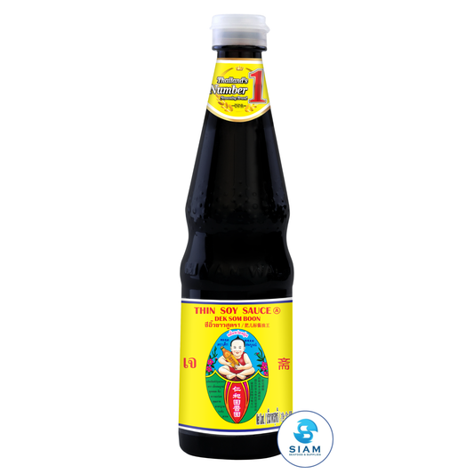 DEK SOM BOON Thin Soy Sauce A 600ml, Vegan, PET Bottle (20.29 fl oz) ซีอิ้วขาวสูตร 1 ตราเด็กสมบูรณ์ ขวดใหญ่ แบบขวดพลาสติก PET