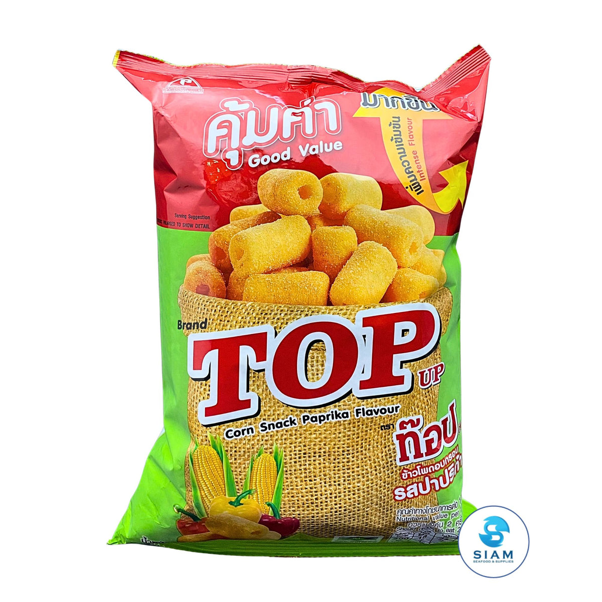 Top Up Corn Snack, Paprika Flavor (2.65 oz) ข้าวโพดอบกรอบ รสปาปริก้า ตราท๊อปอัพ