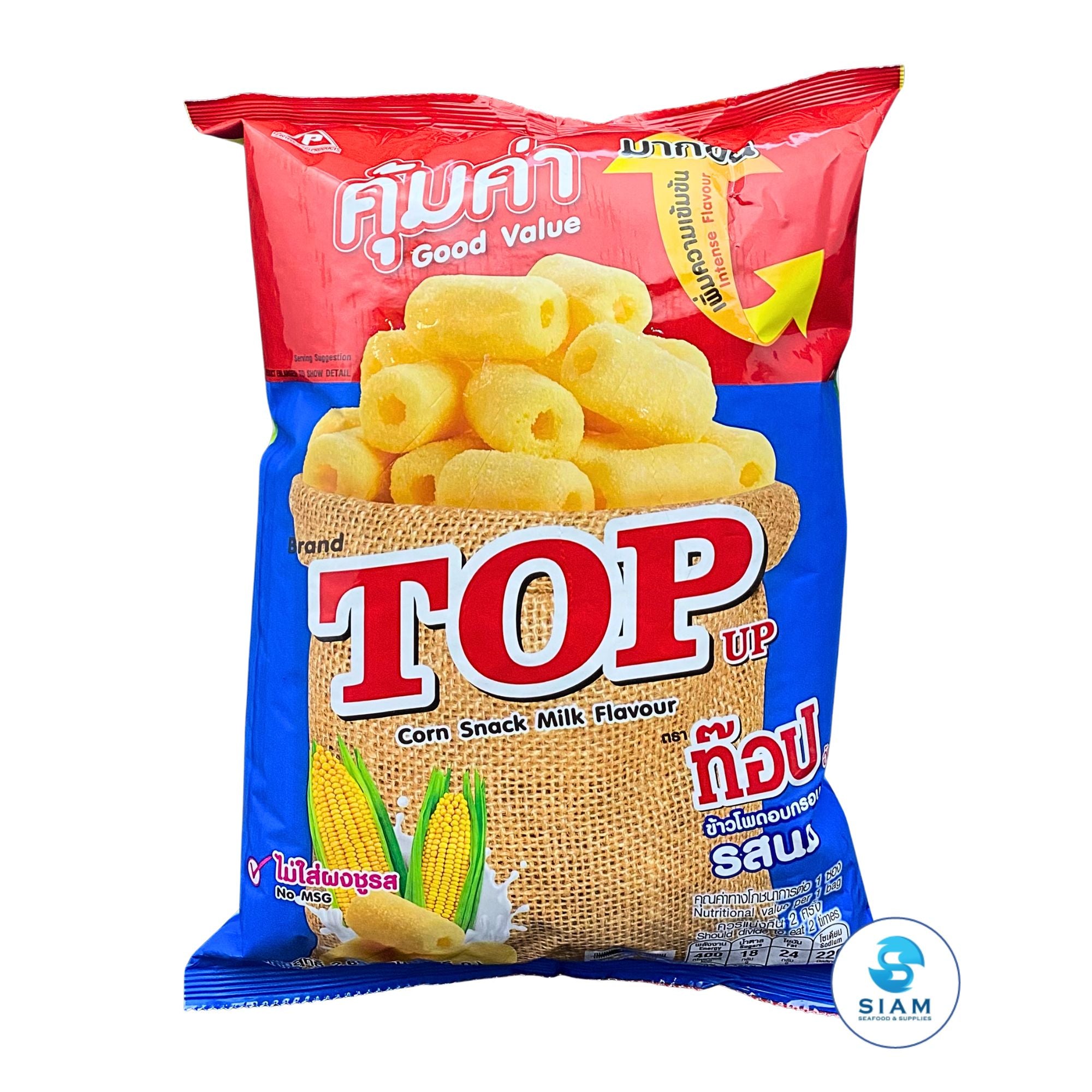 Top Up Corn Snack, Milk Flavor (2.65 oz) ข้าวโพดอบกรอบ รสนม ตราท๊อปอัพ