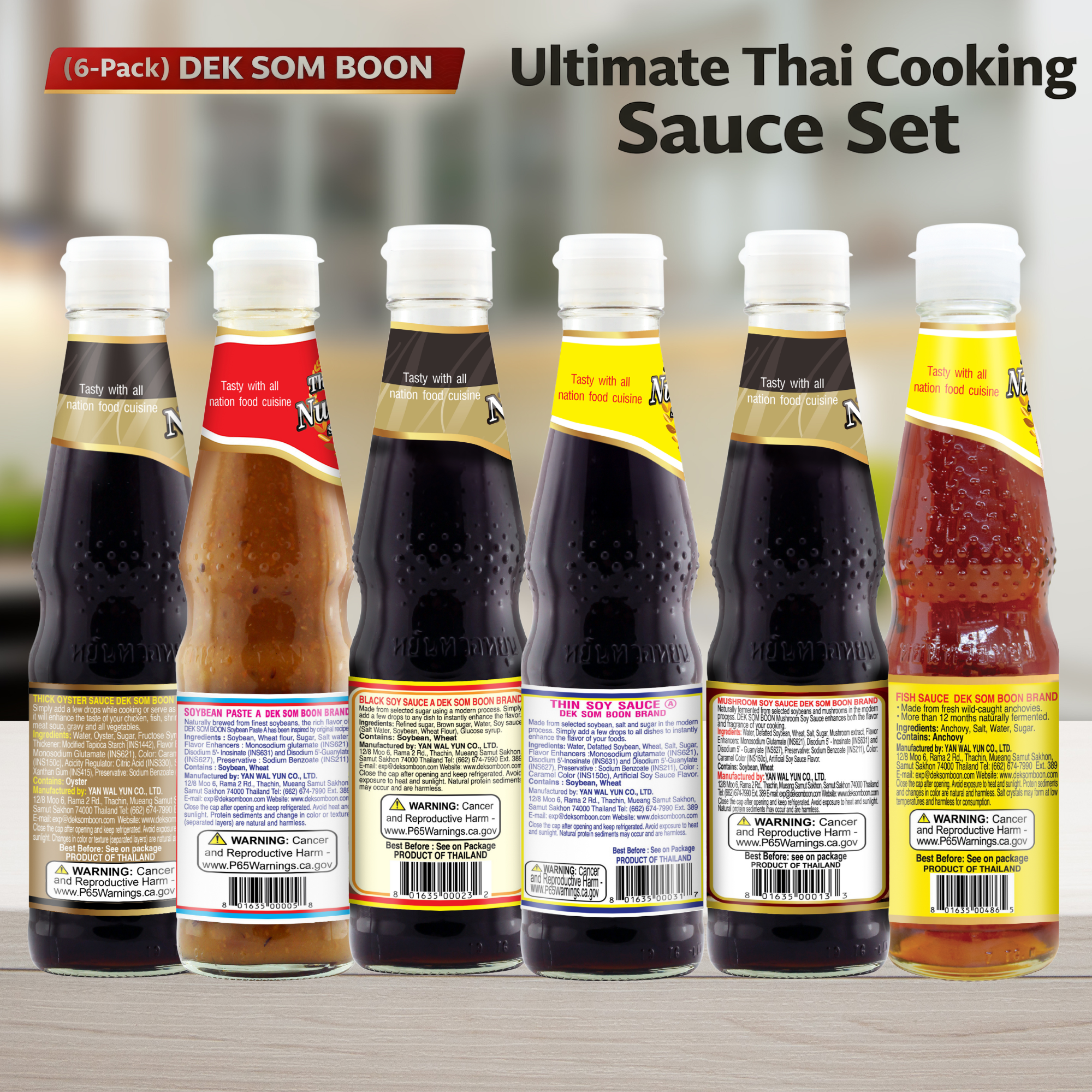 (6-Pack) DEK SOM BOON Ultimate Thai Cooking Sauce Set ชุดประหยัดคู่ครัว เด็กสมบูรณ์