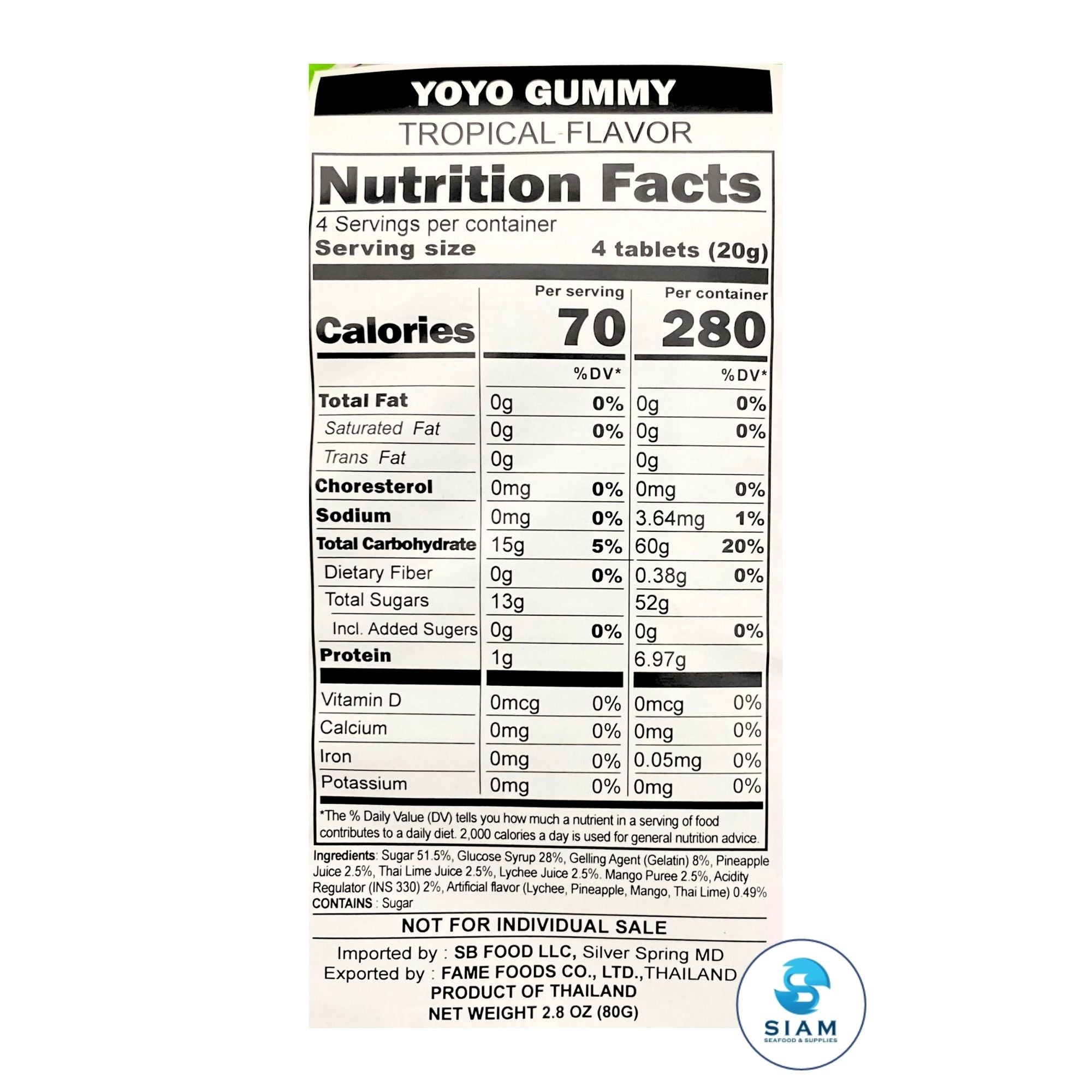 YoYo Gummy Jelly, Tropical Fruit Flavor (2.8 oz) โยโย ขนมเยลลี่เจลาตินผสมน้ำผลไม้