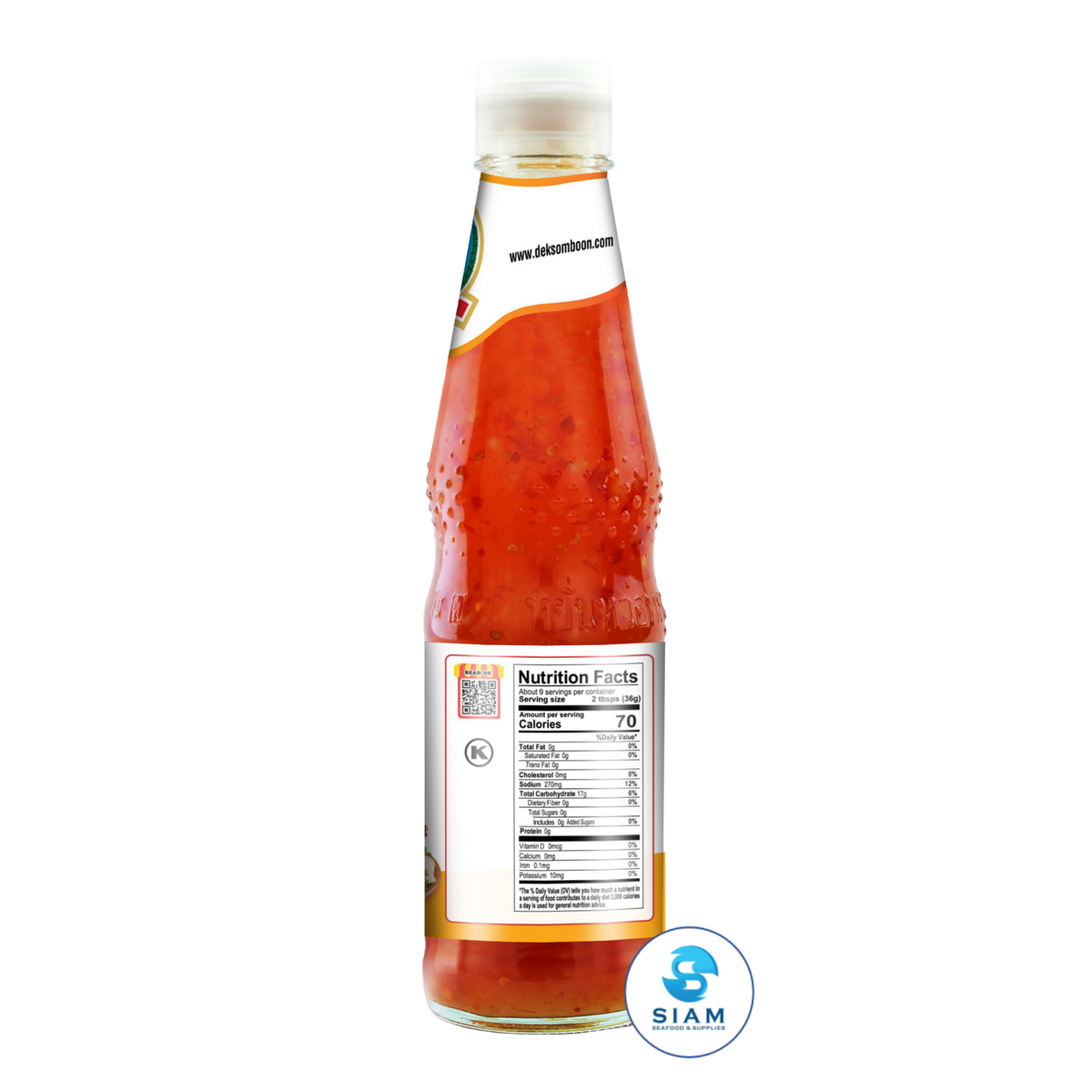 DEK SOM BOON Zero Sugar Sweet Chilli Sauce 310g, Vegan (10.94 oz) น้ำจิ้มไก่ สูตรไม่มีน้ำตาล ตราเด็กสมบูรณ์