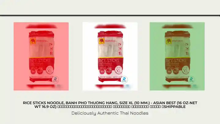 Rice Sticks Noodle, banh pho thuong hang, Size XL (10 mm.) - Asian Best (16 oz-Net wt 16.9 oz) เส้นก๋วยเตี๋ยวจันทร์บูรณ์ ขนาดใหญ่ เอเชี่ยน เบสท์ 📦shippable by@Outfy