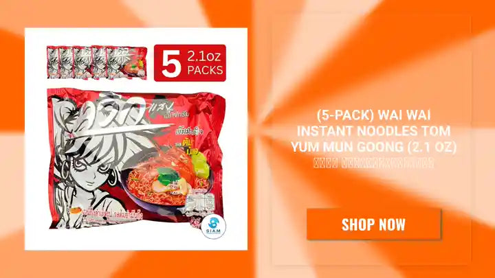 (5-Pack) Wai Wai Instant Noodles Tom Yum Mun Goong (2.1 oz) ไวไว รสต้มยำมันกุ้ง by@Outfy