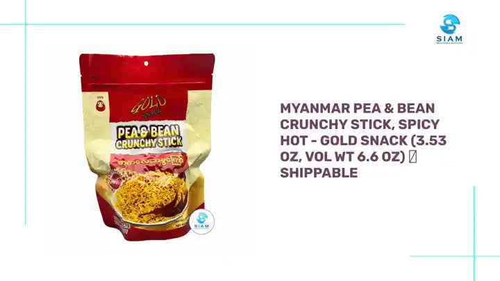 Myanmar Pea &amp; Bean Crunchy Stick, Spicy Hot - Gold Snack (3.53 oz, Vol Wt 6.6 oz) 📦shippable by@Outfy