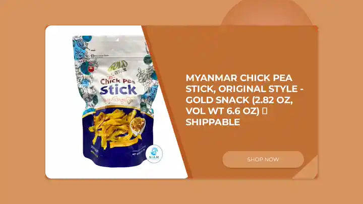 Myanmar Chick Pea Stick, Original Style - Gold Snack (2.82 oz, Vol Wt 6.6 oz) 📦shippable by@Outfy