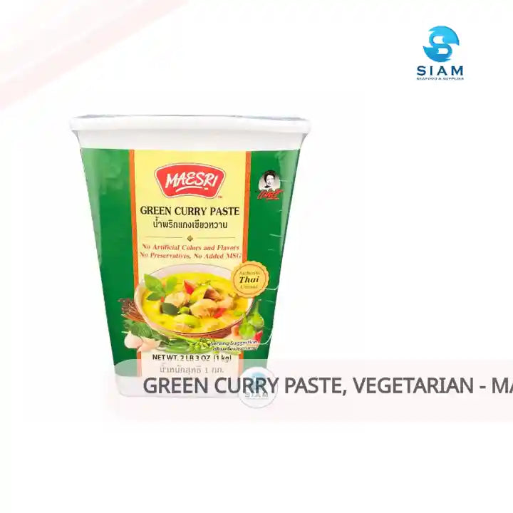 Green Curry Paste, Vegetarian - MaeSri (2.2 lb-Net Wt 2.6 lb) น้ำพริกแกงเขียวหวาน แม่ศรี ขนาด 1 กก. 📦shippable by@Outfy