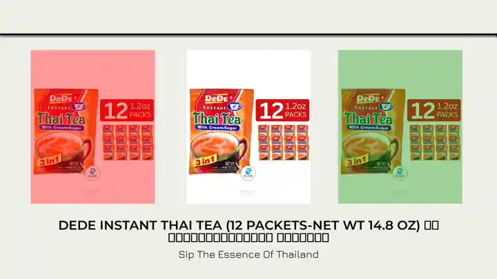 DeDe Instant Thai Tea (12 packets-Net Wt 14.8 oz) ชาไทยปรุงสำเร็จ ตราดีดี by@Outfy