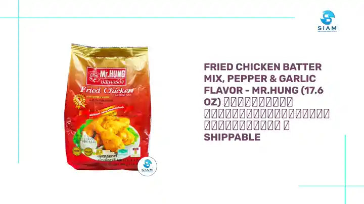 Fried Chicken Batter Mix, Pepper &amp; Garlic Flavor - Mr.Hung (17.6 oz) แป้งไก่ทอดกระเทียมพริกไทยดำ มิสเตอร์ฮัง 📦shippable by@Outfy
