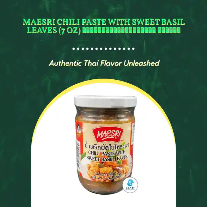 MaeSri Chili Paste with Sweet Basil Leaves (7 oz) น้ำพริกผัดใบโหระพา แม่ศรี by@Outfy