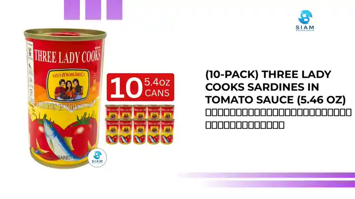 (10-Pack) Three Lady Cooks Sardines in Tomato Sauce (5.46 oz) ปลาซาร์ดีนในซอสมะเขือเทศ ตราสามแม่ครัว by@Outfy