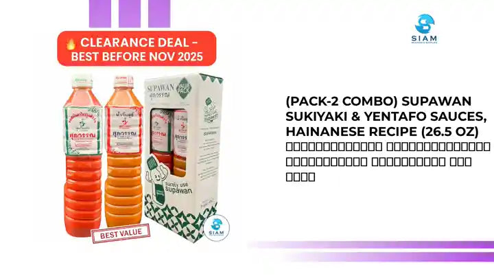 (Pack-2 Combo) Supawan Sukiyaki &amp; Yentafo Sauces, Hainanese Recipe (26.5 oz) น้ำจิ้มสุกี้ และซอสเย็นตาโฟปรุงสำเร็จ สูตรไหหลำ ศุภวรรณ by@Outfy