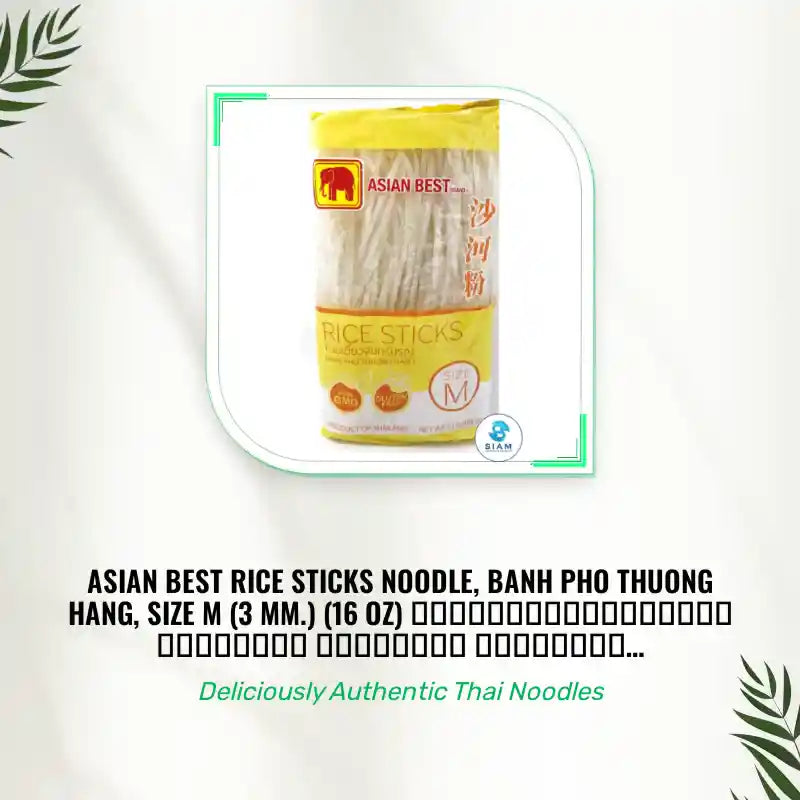 Asian Best Rice Sticks Noodle, banh pho thuong hang, Size M (3 mm.) (16 oz) เส้นก๋วยเตี๋ยวจันทร์บูรณ์ ขนาดกลาง เอเชี่ยน เบสท์ by@Outfy