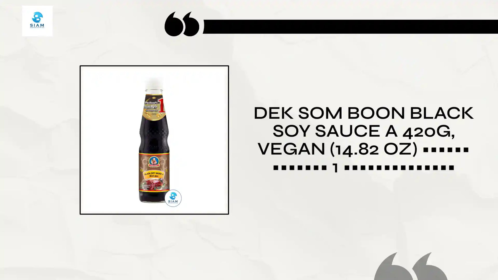DEK SOM BOON Black Soy Sauce A 420g, Vegan (14.82 oz) ซีอิ้วดำสูตร 1 ตราเด็กสมบูรณ์ by@Outfy