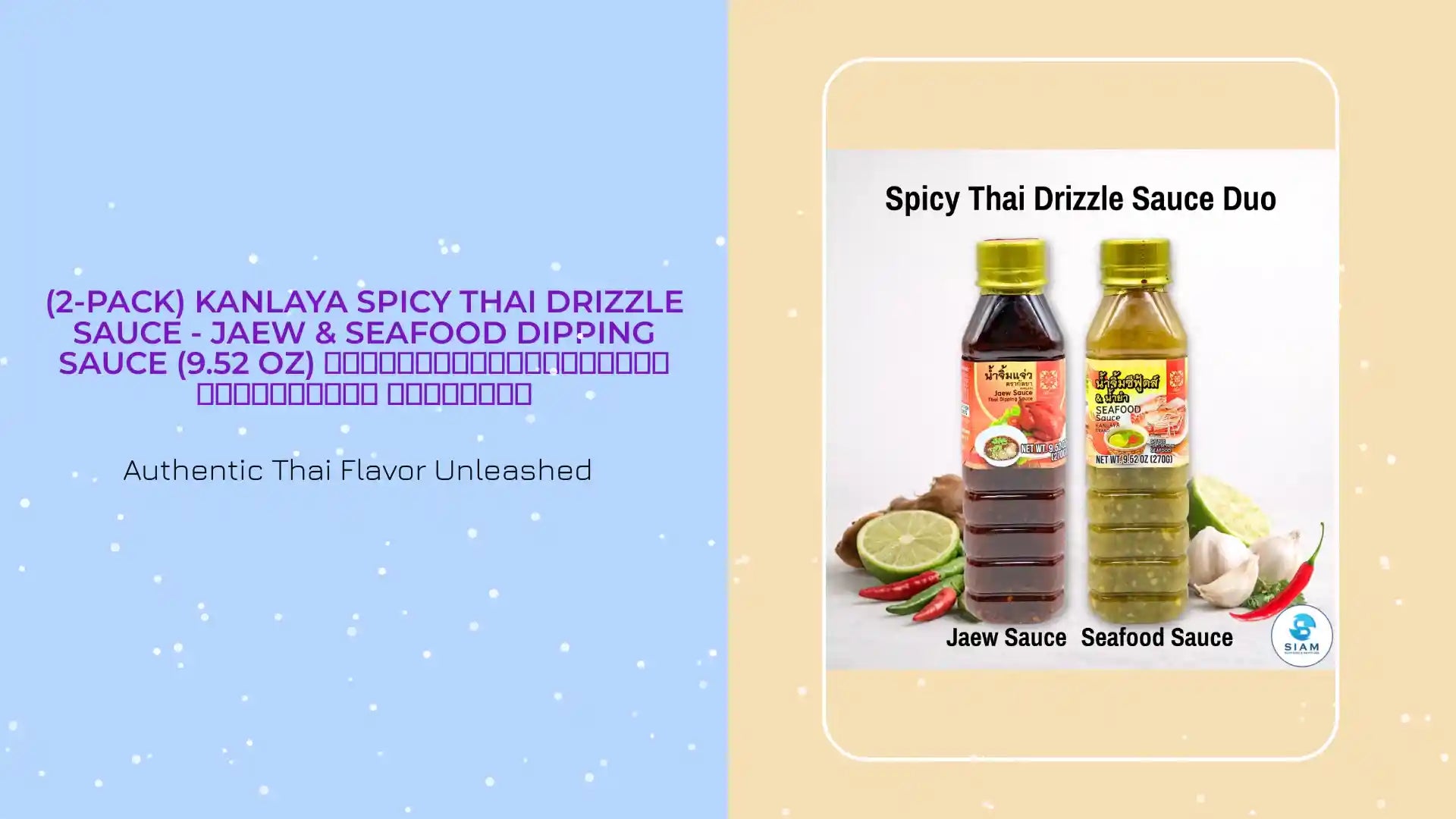 (2-Pack) Kanlaya Spicy Thai Drizzle Sauce - Jaew &amp; Seafood Dipping Sauce (9.52 oz) น้ำจิ้มแจ่วและน้ำจิ้มซีฟู้ด ตรากัลยา by@Outfy