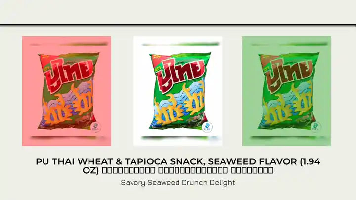 Pu Thai Wheat &amp; Tapioca Snack, Seaweed Flavor (1.94 oz) ขนมทอดกรอบ รสโนริสาหร่าย ตราปูไทย by@Outfy