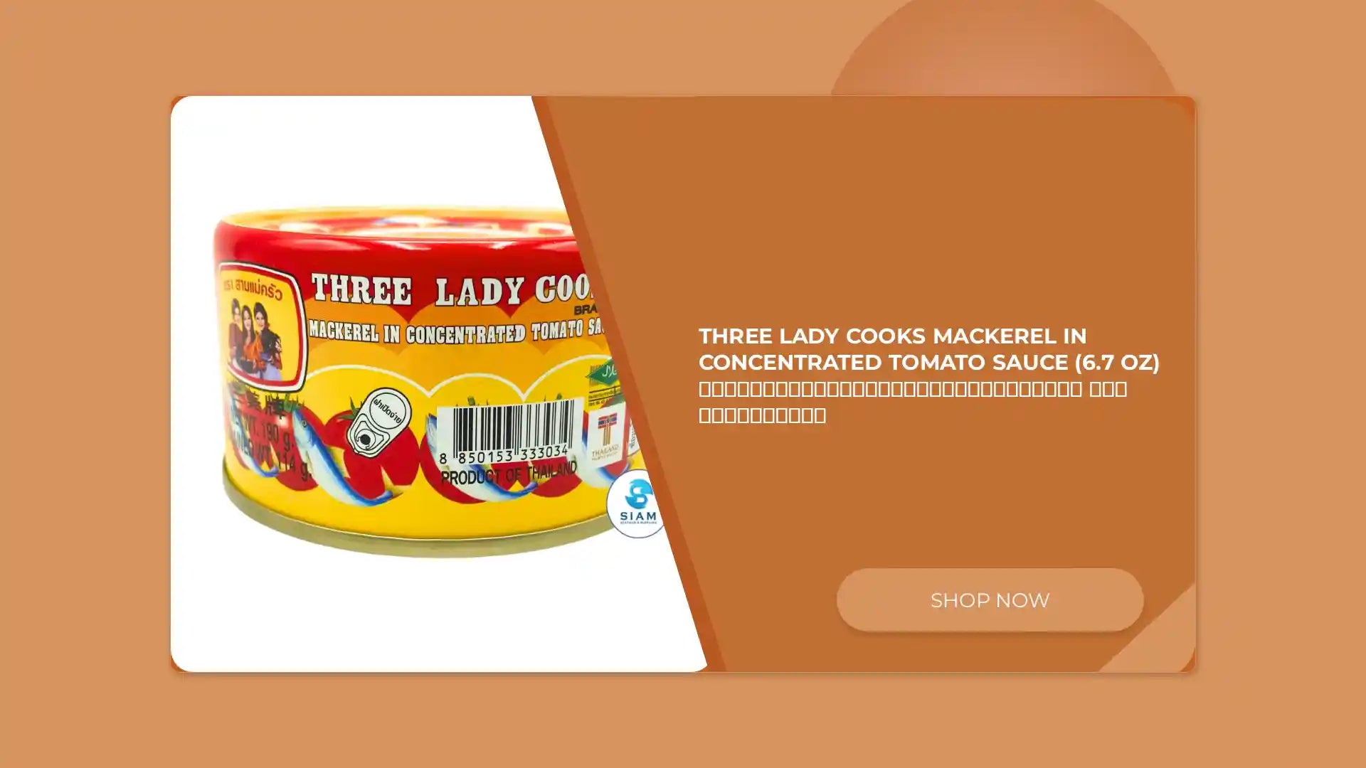Three Lady Cooks Mackerel in Concentrated Tomato Sauce (6.7 oz) ปลาเคอเรลในซอสมะเขือเทศเข้มข้น ตราสามแม่ครัว by@Outfy