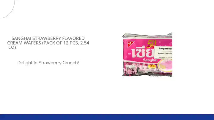 Sanghai Strawberry Flavored Cream Wafers (Pack of 12 pcs, 2.54 oz) เซี่ยงไฮ เวเฟอร์เคลือบครีมกลิ่นสตรอเบอร์รี by@Outfy