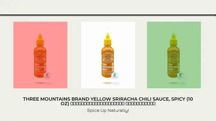 Three Mountains Brand Yellow Sriracha Chili Sauce, Spicy (10 oz) ซอสพริกเหลืองศรีราชา ตราสามภูเขา by@Outfy