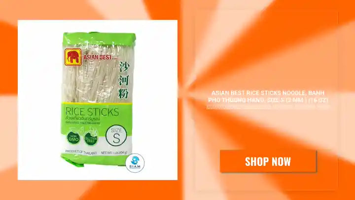 Asian Best Rice Sticks Noodle, banh pho thuong hang, Size S (2 mm.) (16 oz) เส้นก๋วยเตี๋ยวจันทร์บูรณ์ ขนาดเล็ก เอเชี่ยน เบสท์ by@Outfy