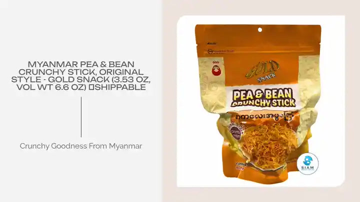 Myanmar Pea &amp; Bean Crunchy Stick, Original Style - Gold Snack (3.53 oz, Vol Wt 6.6 oz) 📦shippable by@Outfy