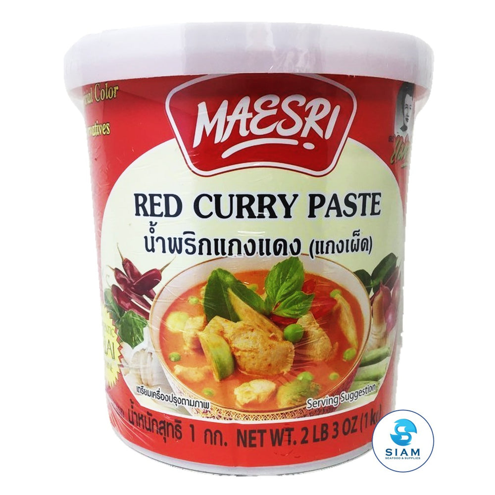 (Case) Red Curry Paste - Maesri (2.2 lbs x 6 per case) น้ำพริกแกงแดง แม่ศรี แบบยกลัง MaeSri