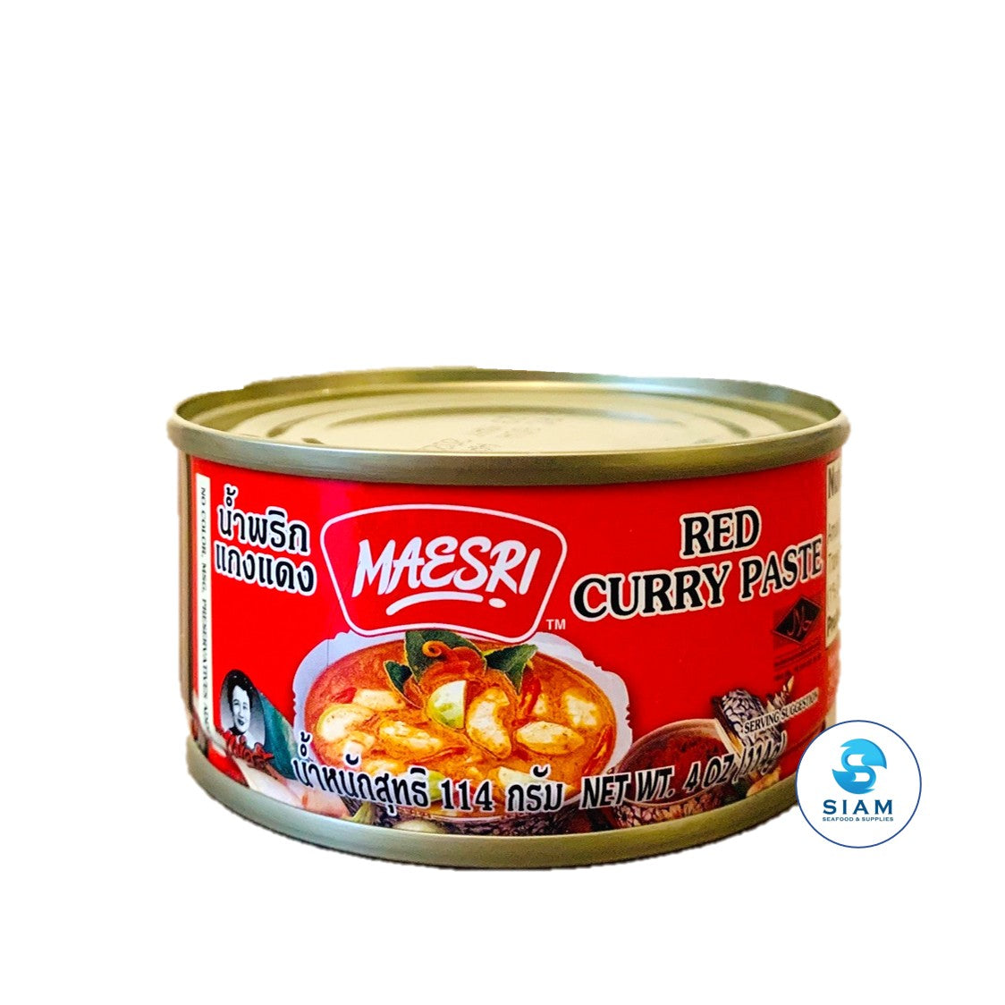 (Case) Red Curry Paste - Maesri (4 oz x 48 per case-Net Wt 16.7 lbs) น้ำพริกแกงแกง แม่ศรี แบบยกลัง Shippable MaeSri