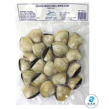 Cooked Whole Shell White Clam, Wild Caught, Frozen (1 lb bag-$2.50/lb) Windsor Bay