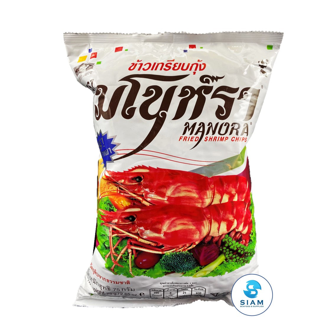 Fried Shrimp Chips - Manora (3.6 oz-vol wt 8 oz) ข้าวเกรียบกุ้ง มโนห์รา shippable Manora